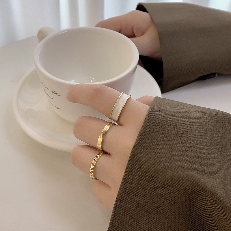 MOCHASHUSet nhẫn MOCHASHU thiết kế tối giản thời trang