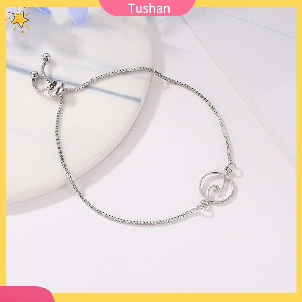 TUSH_Adjustable Women Fashion Hollow Wave Charm Box Chain Bracelet Party Jewelry Gift