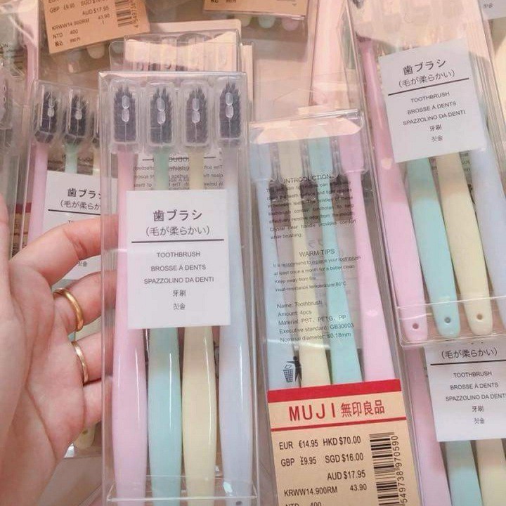 Set 4 bàn chải đánh răng Muji