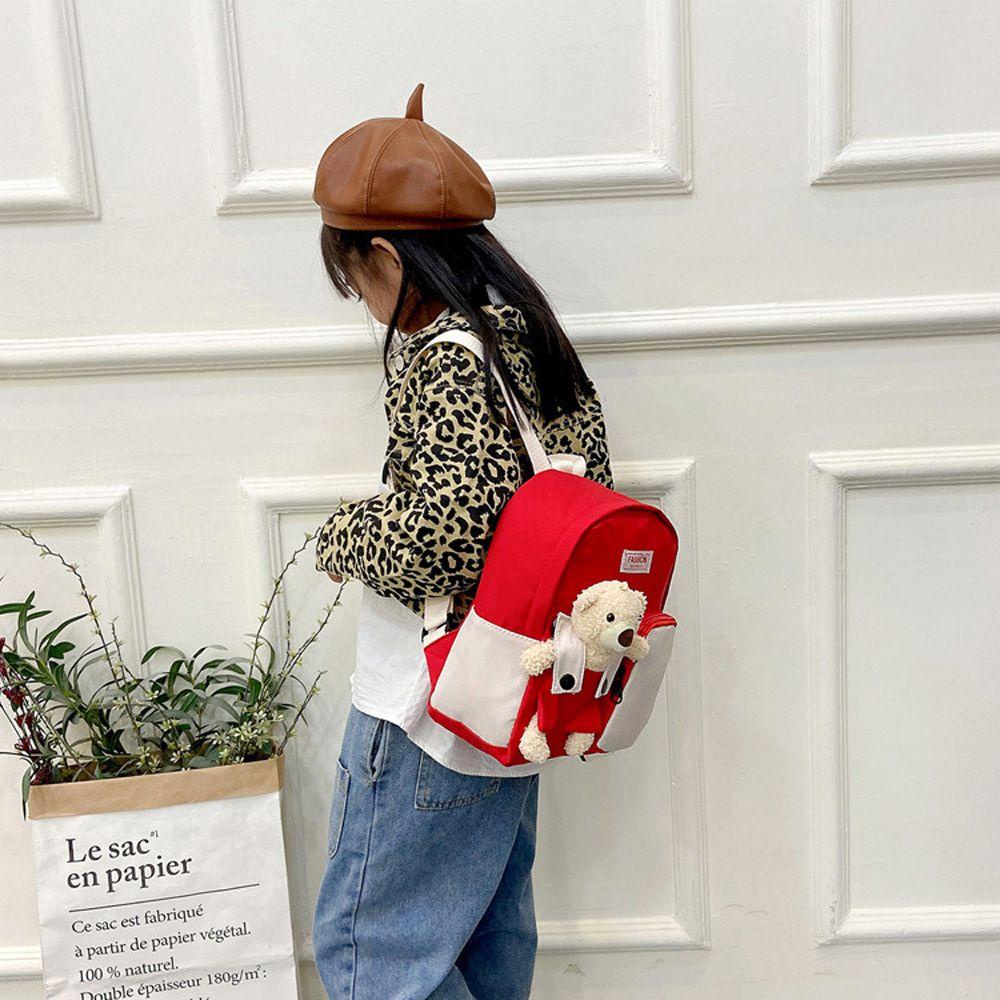 Ba Lô Đi Học Có Khóa Kéo In Hình Gấu Hoạt Hình Dễ Thương REBUY1 Cho Bé