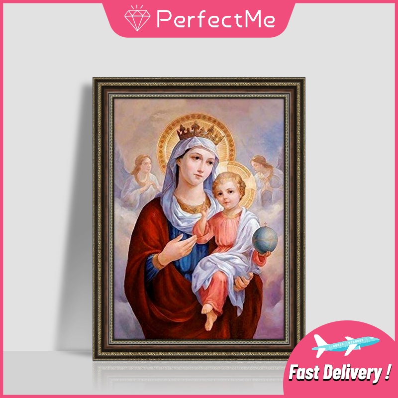 Bộ tranh đính đá 5D DIY kích thước 30X40cm hình đứa trẻ Mary dùng để trang trí nhà