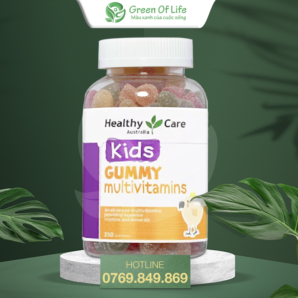 Kẹo dẻo vitamin Healthy Care Kids Gummy Multivitamins cho bé 250v Úc