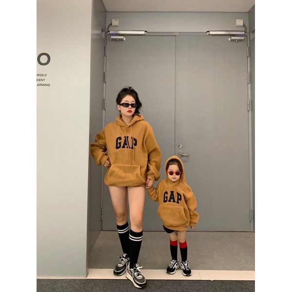 AB139 - ÁO NỈ HOODIE GIA ĐÌNH MŨ LIỀN MÀU NÂU GAP | BigBuy360 - bigbuy360.vn
