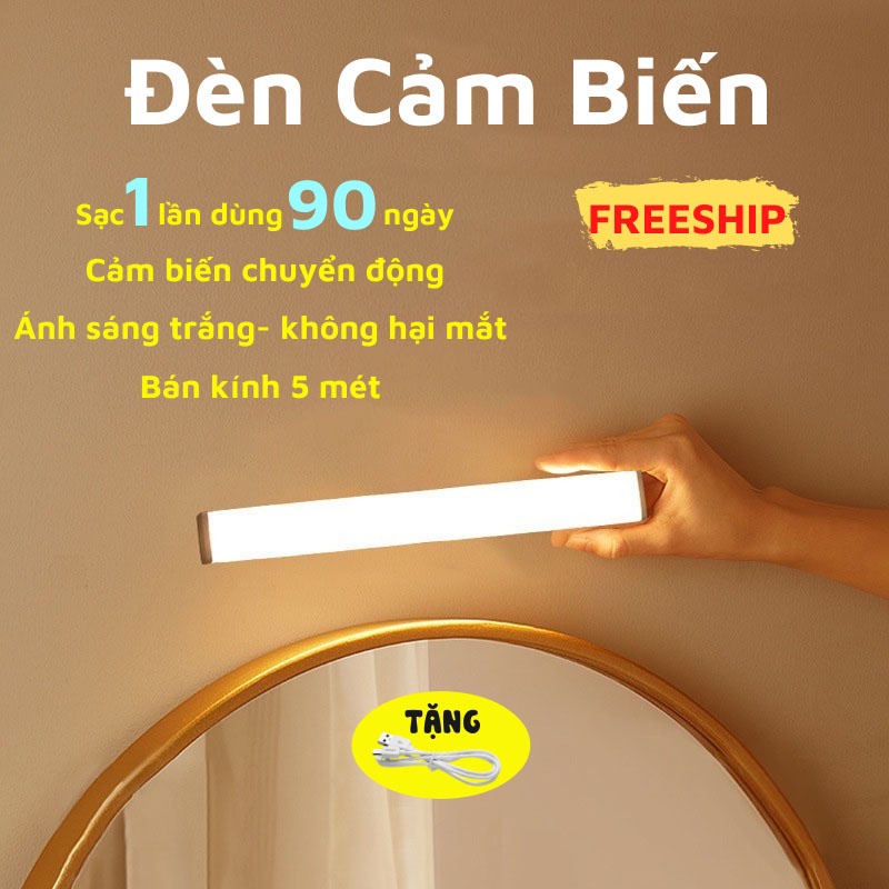 Đèn Ngủ Cảm Ứng Thanh Dài, Đèn Led Dán Tường Cảm Biến Chuyển Động Thông Minh Gắn Tủ Quần Áo, Hành Lang, Phòng Ngủ