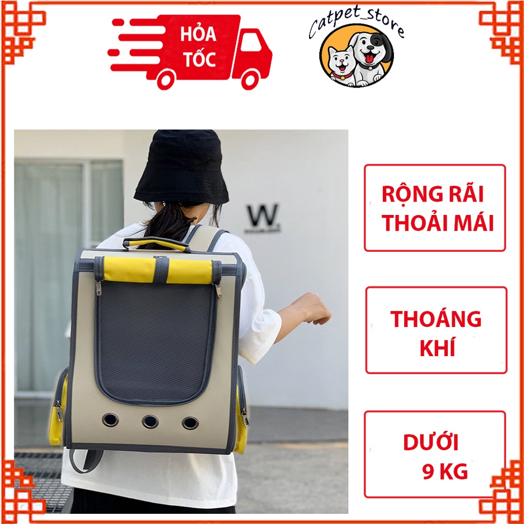 Balo vận chuyển chó mèo size lớn, balo vận chuyển thú cưng có rèm che