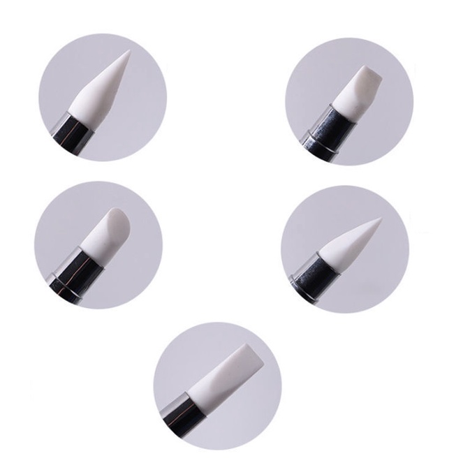 Bộ 5 bút dặm silicon kiêm bút chấm bi cán đá chuyên dùng làm nail