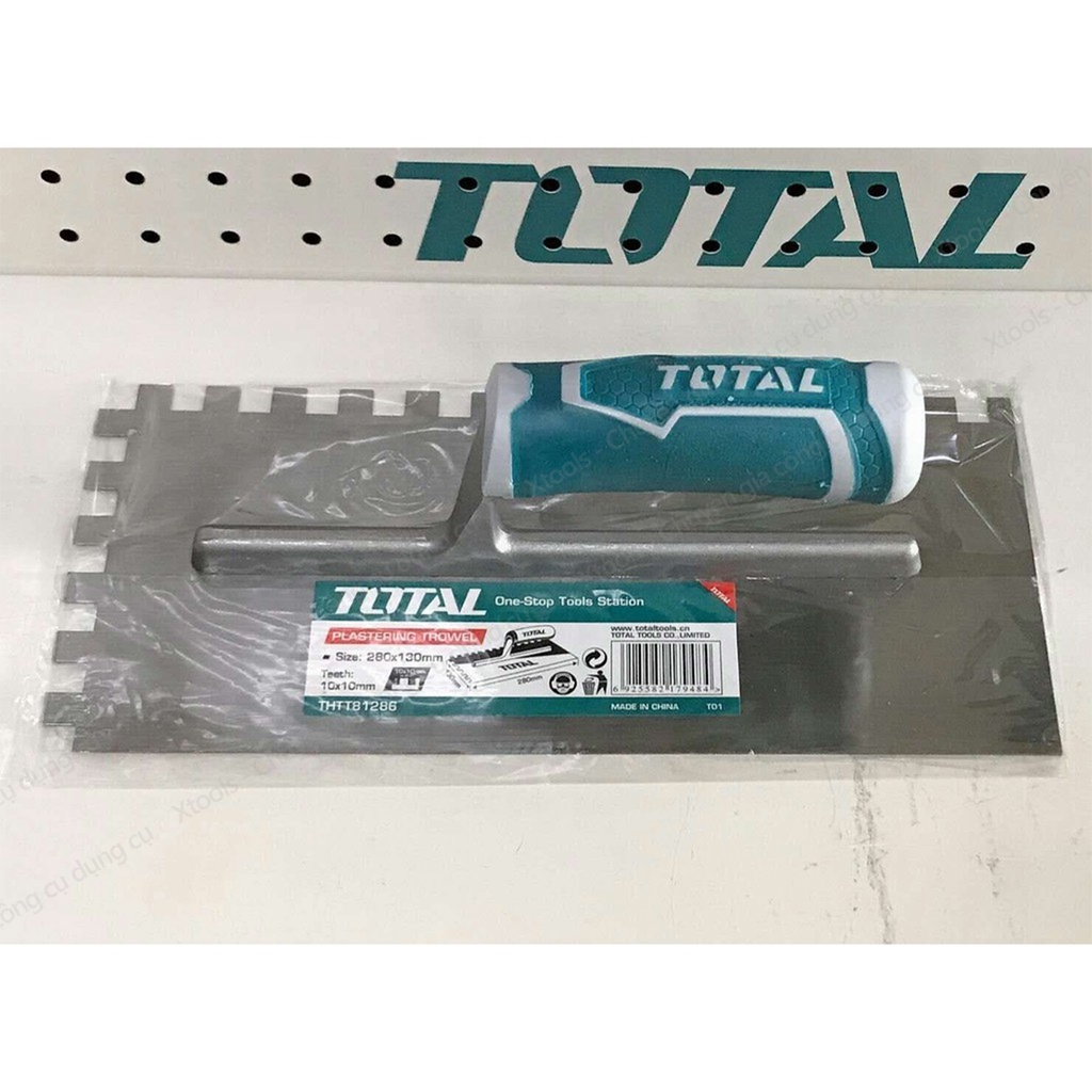 Bàn chà răng cưa TOTAL THTT81286 13x28cm bay chà hồ góc cạnh, bay hồ kim loại chống rỉ sét, tay cầm abs chống trơn trượt