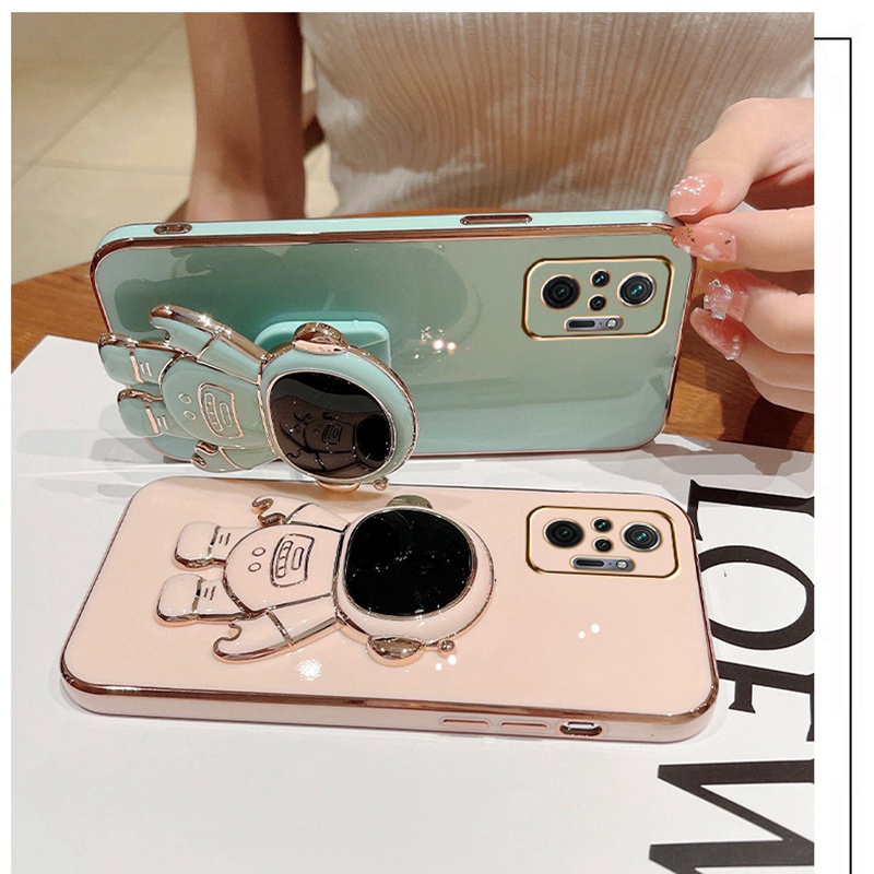 Ốp Điện Thoại Dẻo Họa Tiết Phi Hành Gia Kèm Giá Đỡ Cho Xiaomi Redmi Note 10 Pro Max 10S 10T Poco M5S X3 GT M3 Pro