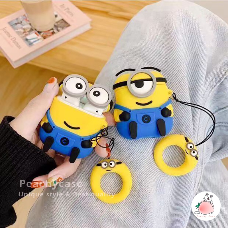 Vỏ Bảo Vệ Hộp Sạc Tai Nghe Airpods 1 2 Pro Air Pod 3 Không Dây Chống Thất Lạc Hình Minions Hoạt Hình Dễ Thương Kèm Móc Khóa Ốp