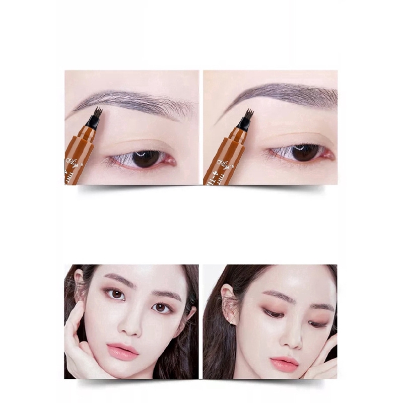Bút Kẻ Lông Mày Dạng Phẩy Sợi Chống Thấm Nước Và Mồ Hôi Thiết Kế Hai Đầu Tiện Dụng
