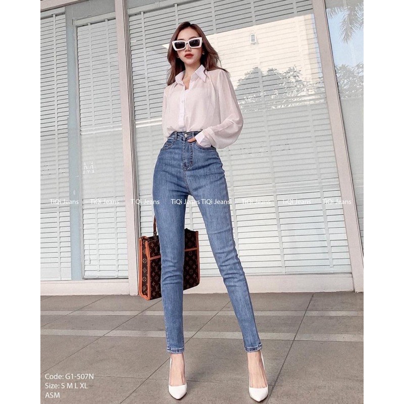 [60-95kg] Quần Jeans Lưng SIÊU Cao - Quần Bò Cạp Cao Qua Rốn Hắc Dáng / Quần Jean Dài Ôm Body 2 Màu Nhạt Thời Trang