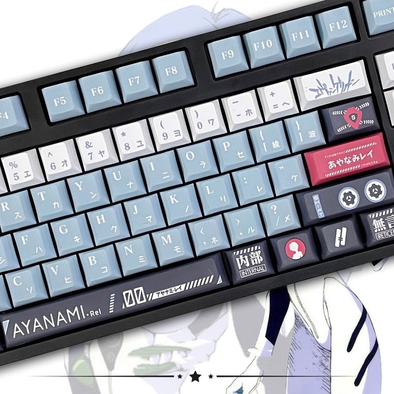 142 Phím Ayanami Rei Keycaps Cherry Profile EVA Chủ đề Anime Phim hoạt hình PBT DYE-SUB Bàn phím cơ học Keycap