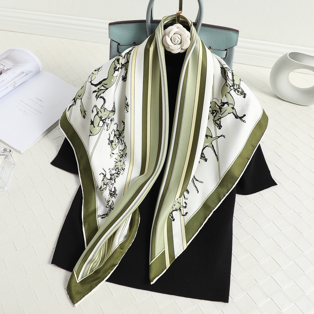 Khăn Choàng Lụa Chống Nắng Thoáng Khí 90cm (35.4inch) In Họa Tiết Tudung WJ1007-25 Thời Trang