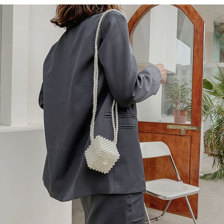 Túi đeo chéo JASMIN NOIR mini dáng vuông đính ngọc trai giả cao cấp thời trang 2021 dành cho nữ
