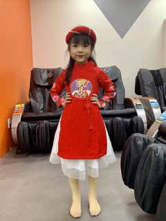 Set áo dài khổng tước bé gái