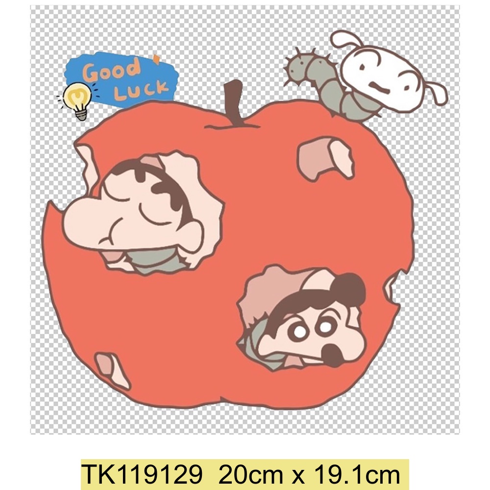 Crayon Shin-chan Họa Tiết Truyền Nhiệt Viny Sắt Trên Sản Xuất Nhãn Dán Thẻ Tên Cho Áo Sơ Mi Quần Áo Có Thể Giặt Được Táo