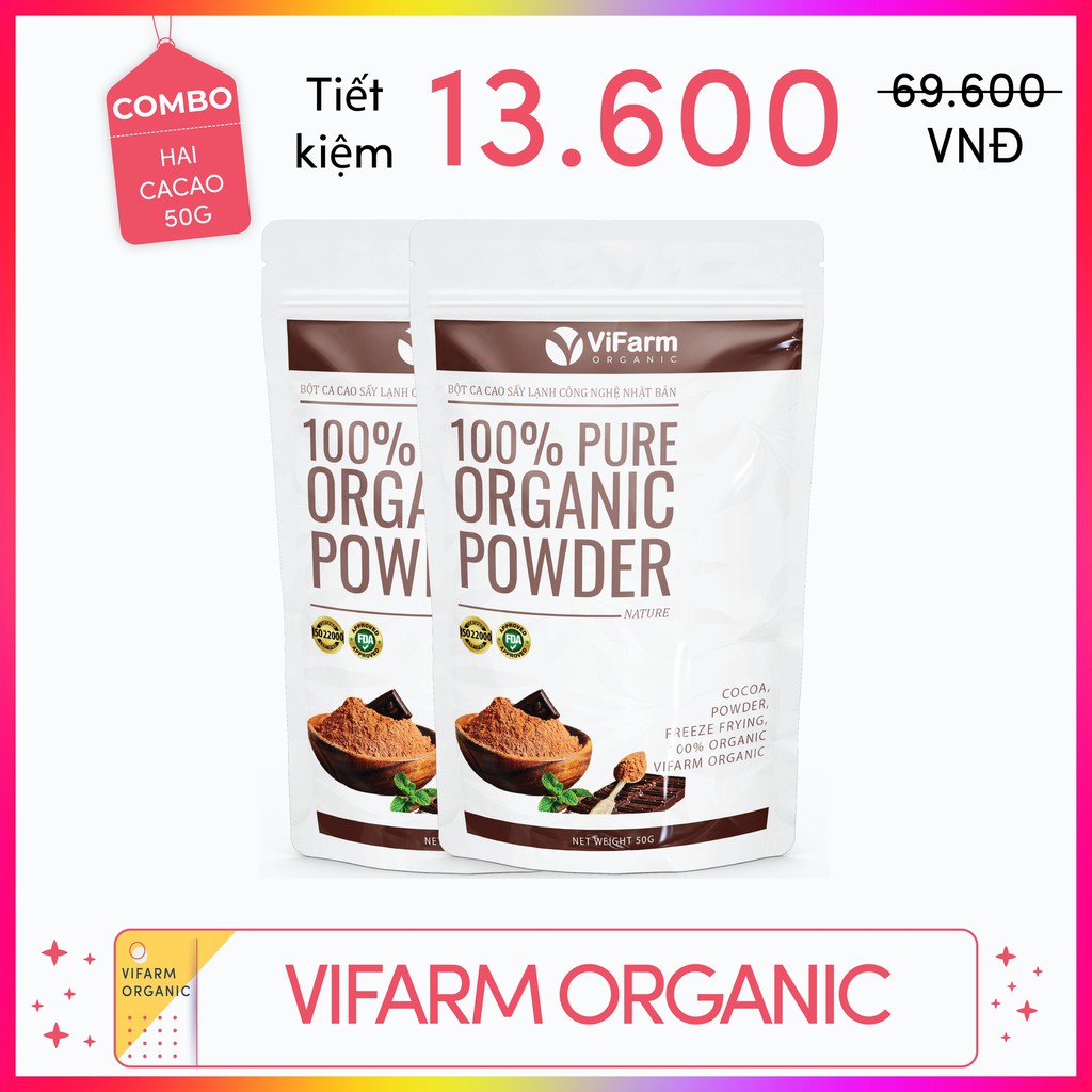 Bột Ca Cao Nguyên Chất 100% ViFarm 50Gram, Bột Cacao không đường, Hỗ Trợ Giảm Cân, Ăn Kiêng | BigBuy360 - bigbuy360.vn