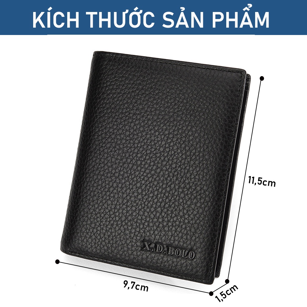 Ví nam da bò X.D.BOLO, bóp da nam cao cấp, ví mỏng gọn nhẹ -full hộp