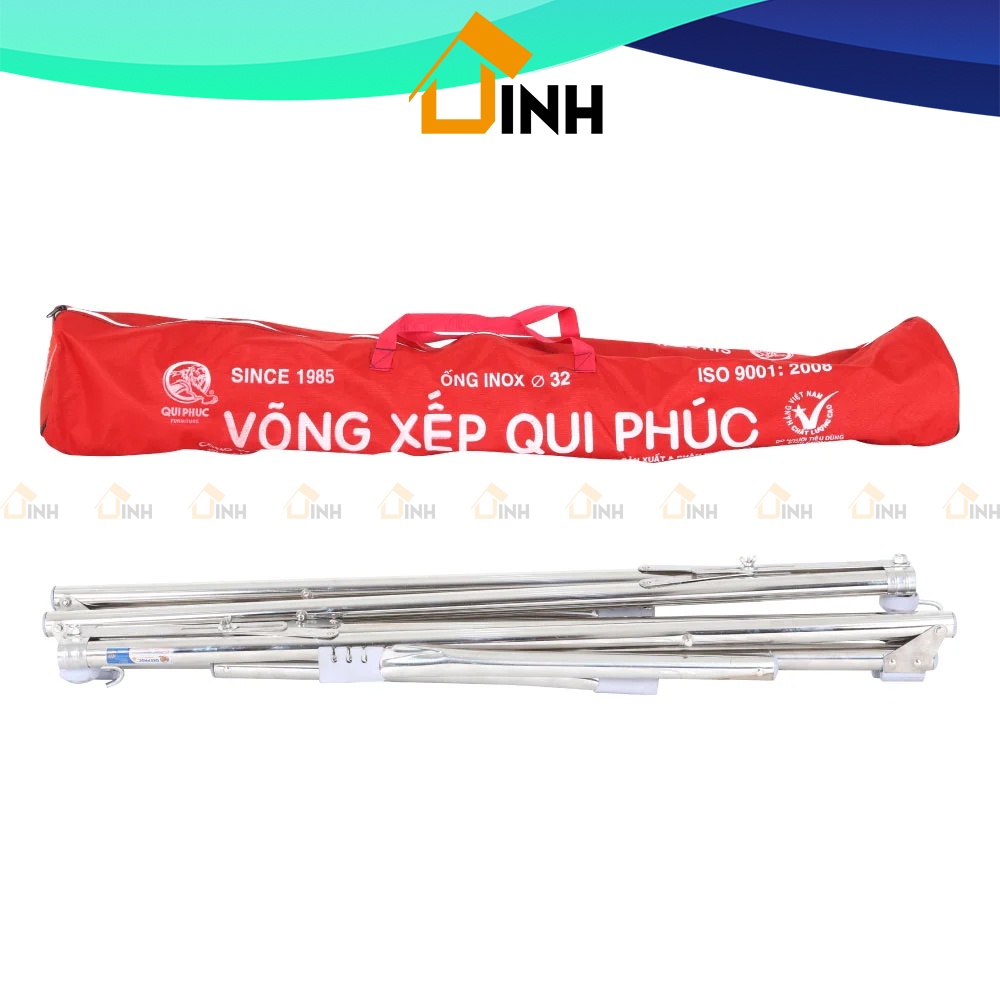 Võng xếp inox Dona Qui Phúc, Khung võng inox phi 32 chịu tải 150kg