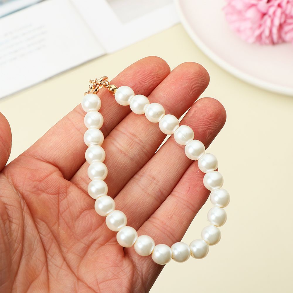 Móc khóa hình đồng xu đính ngọc trai nhân tạo xinh xắn phong cách vintage