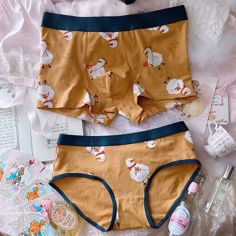 Bộ 2 Quần Lót Boxer Vải Cotton In Hoạt Hình Vịt Dễ Thương Cho Nam