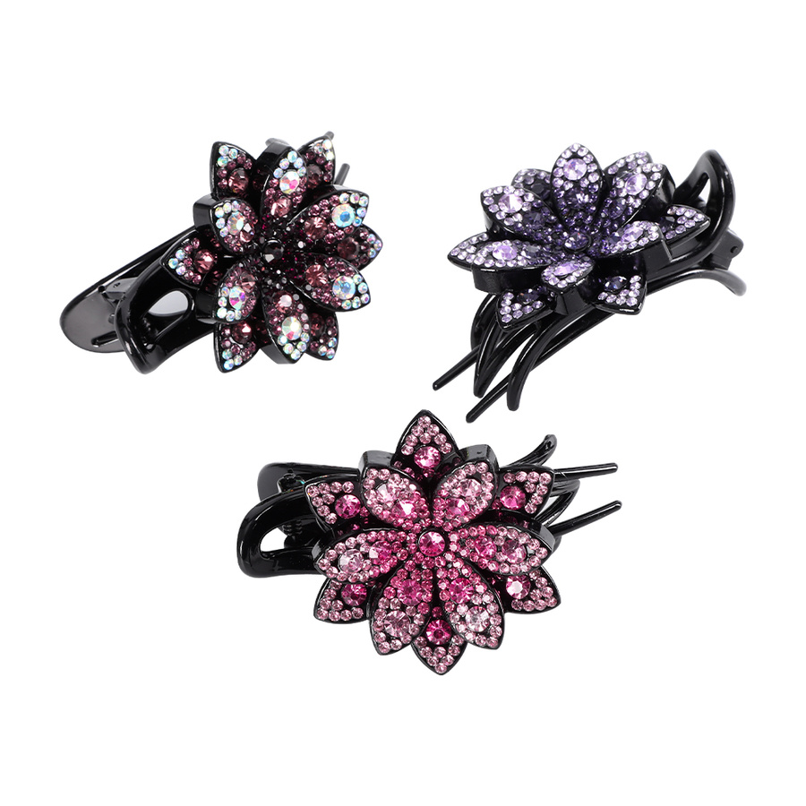 Kẹp tóc mặt hình hoa đính pha lê nhiều màu thời trang cho nữ