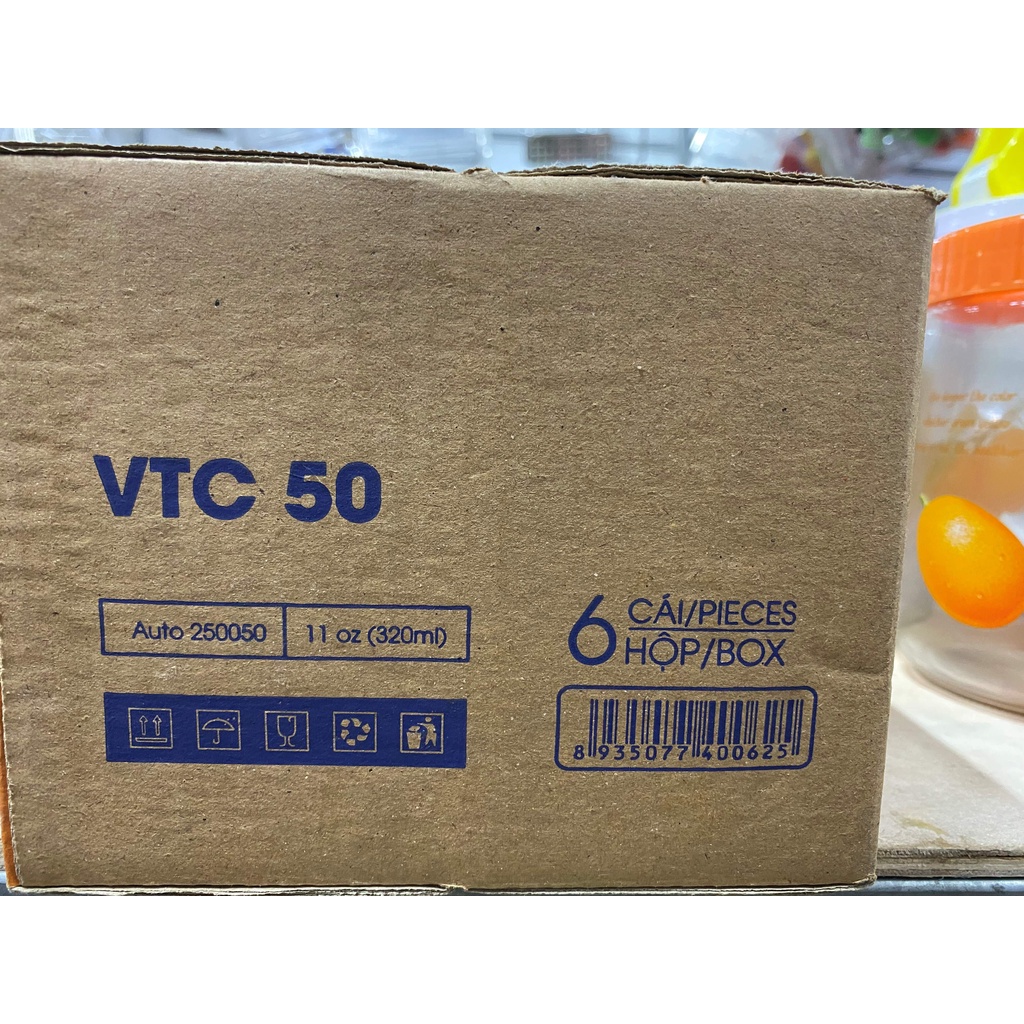 Bộ 6 cốc thủy tinh 320ml LOTUS GLASS Việt Tiệp VTC50 dùng uống bia có quai trong suốt cao cấp