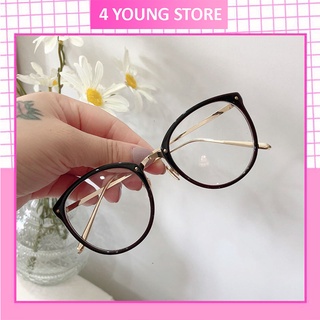 Kính giả cận nam nữ gọng tròn mắt kính không độ chống tia UV đẹp cute giá rẻ, kính mát thời trang 019