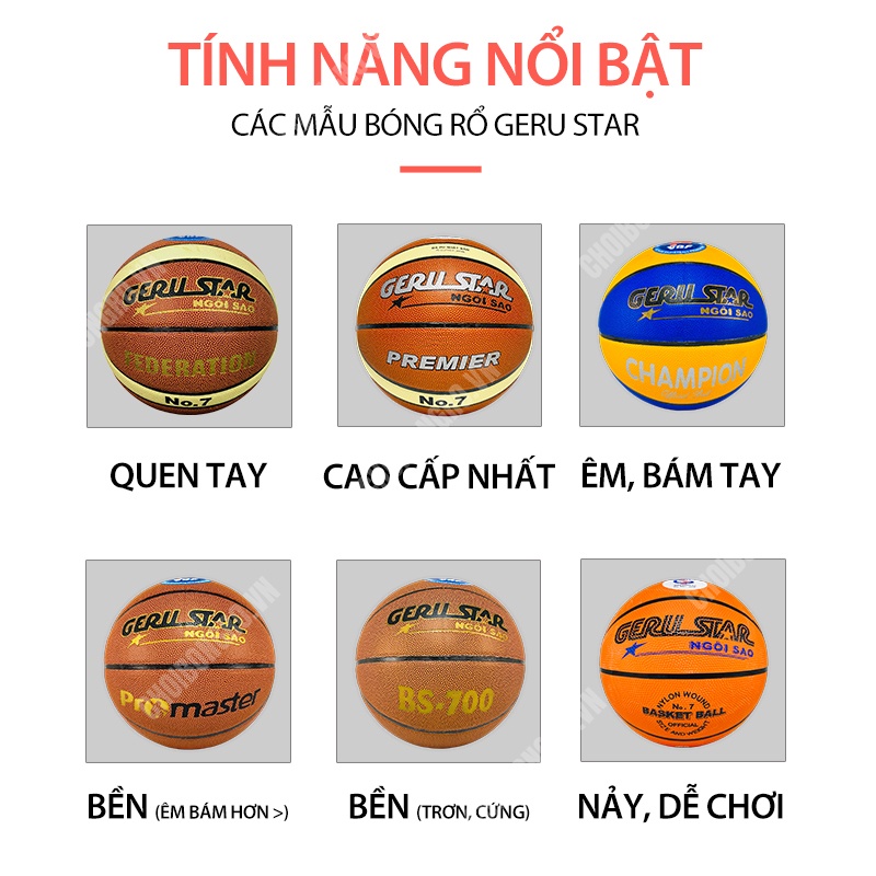 Bóng rổ GERU STAR Federation - Bóng thi đấu chính thức Liên Đoàn Bóng Rổ Việt Nam | Choibongro.vn