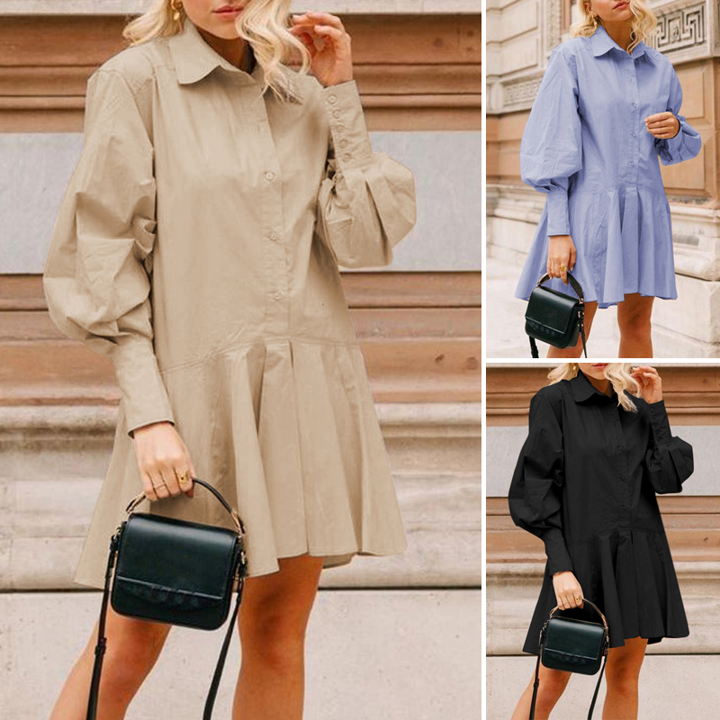 Đầm Ngắn Celmia Tay Dài Màu Trơn Thanh Lịch Cho Nữ | BigBuy360 - bigbuy360.vn