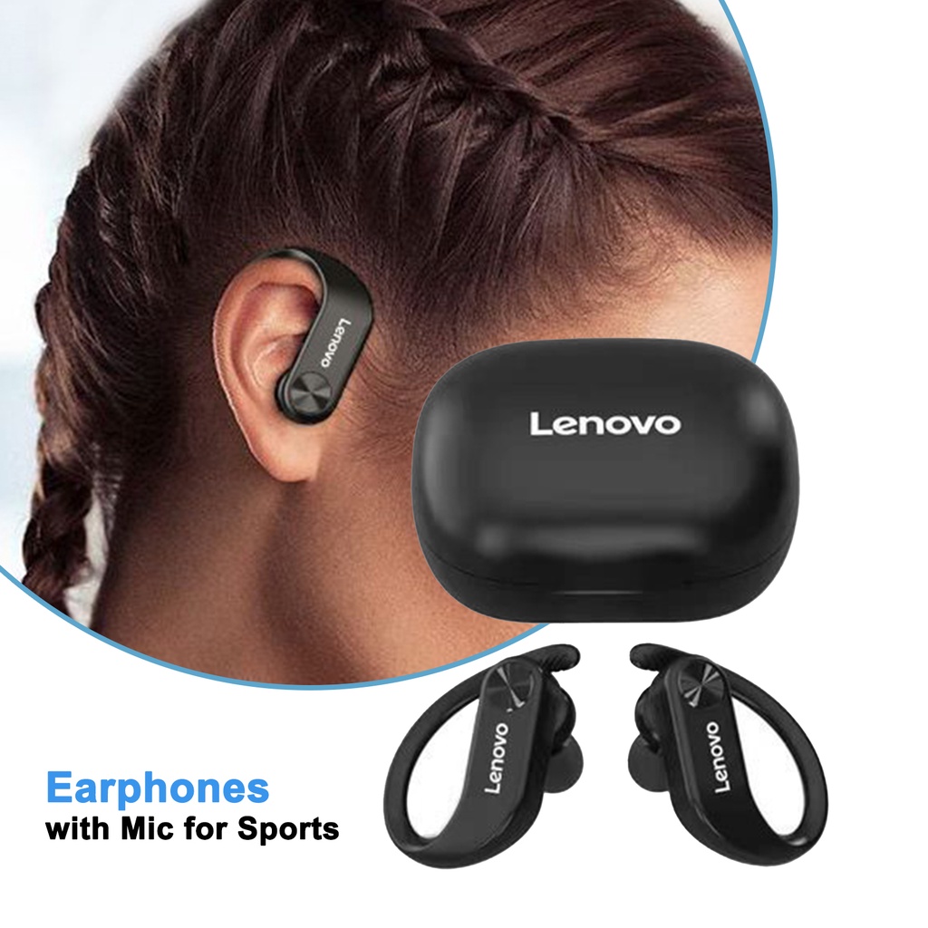 Set 2 Tai Nghe Không Dây Thể Thao LENOVO Móc Tai LP7 Bluetooth TWS Âm Thanh Nổi Hifi Chống Nước IPX5 Kèm Micrô