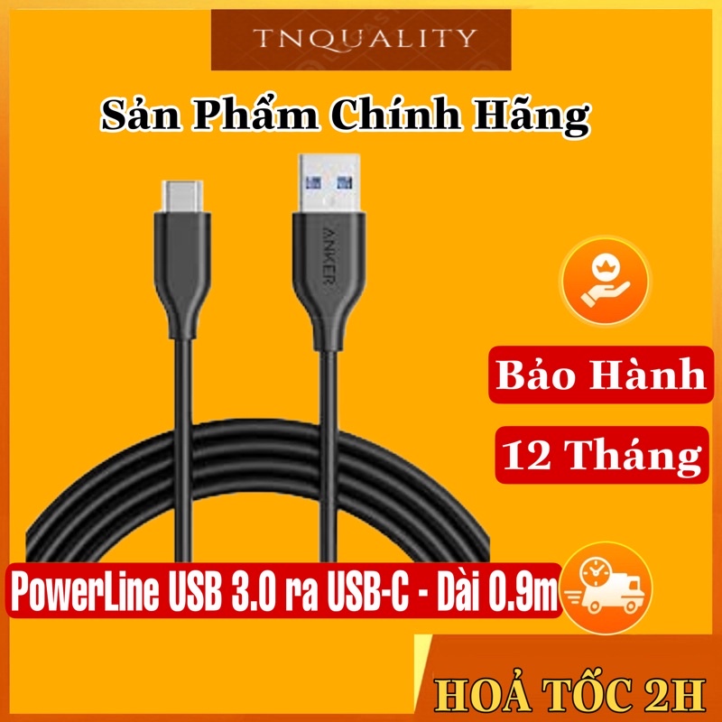 Cáp Anker PowerLine USB 3.0 ra USB-C - Dài 0.9m - A8163