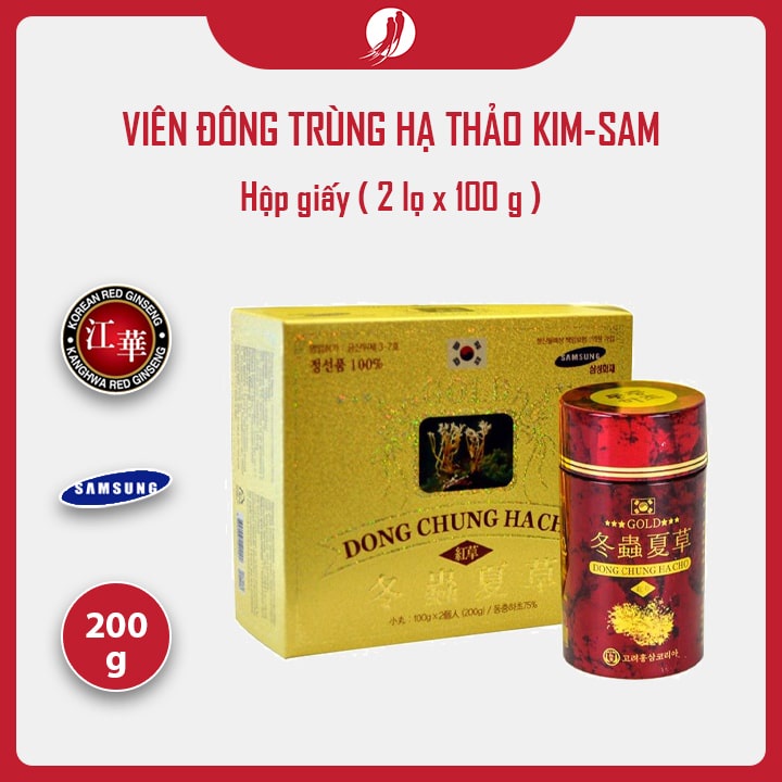 Đông Trùng Hạ Thảo Hàn Quốc Red Kimsan Dạng Viên Hộp 2 lọ x 100gr