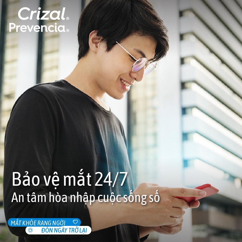 [Mã MATK4545 GIẢM 300k Đơn Tối Thiểu 1tr] Tròng Kính Mỏng Lọc Chống Ánh Sáng Xanh Pháp Essilor Crizal Prevencia