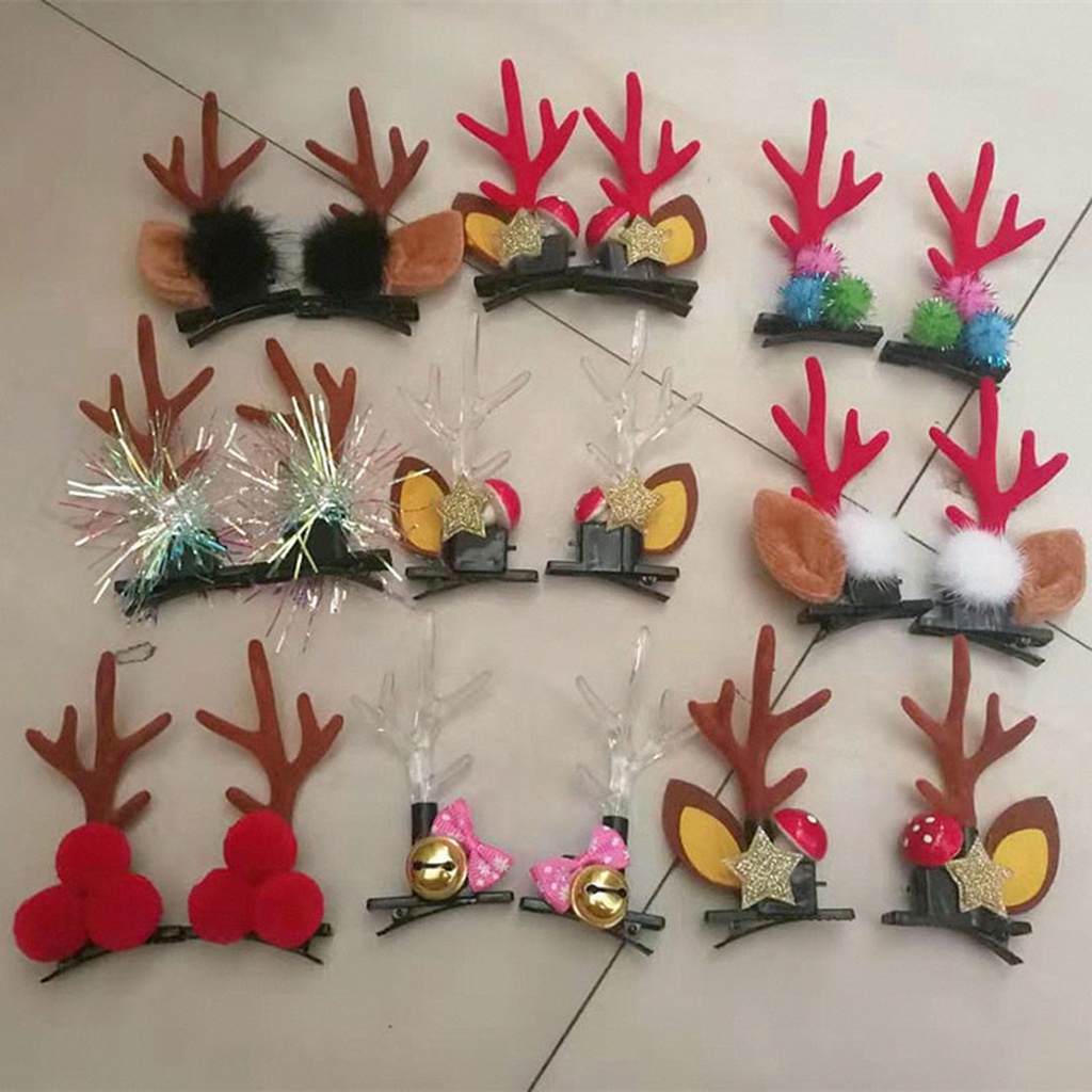 Kẹp tóc hình sừng tuần lộc có đèn LED