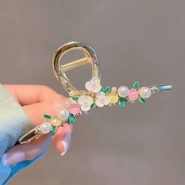 Kẹp Tóc Cỡ Lớn Bằng Kim Loại Hình Hoa Thời Trang Mùa Hè