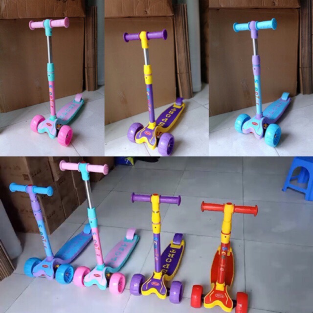 Xe trượt scooter 3 bánh gấp gọn có phanh chân điều chỉnh cao thấp 3 tư thế