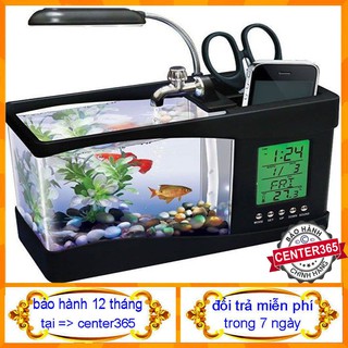 Bể Cá Mini Kiêm Đồng Hồ Để Bàn Siêu Dễ Thương Màu Ngẫu Nhiên (có tặng kèm đá và cây cảnh)