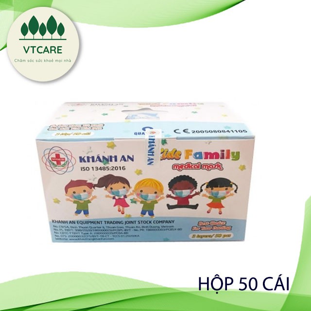 [Khẩu Trang Y Tế] Khánh An Kids Family Hộp 50 Cái Khẩu Trang Trẻ Em