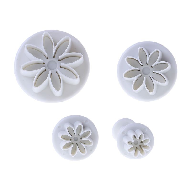 Set 4 Khuôn Nhấn Bánh Quy Hình Hoa Cúc Bằng Nhựa