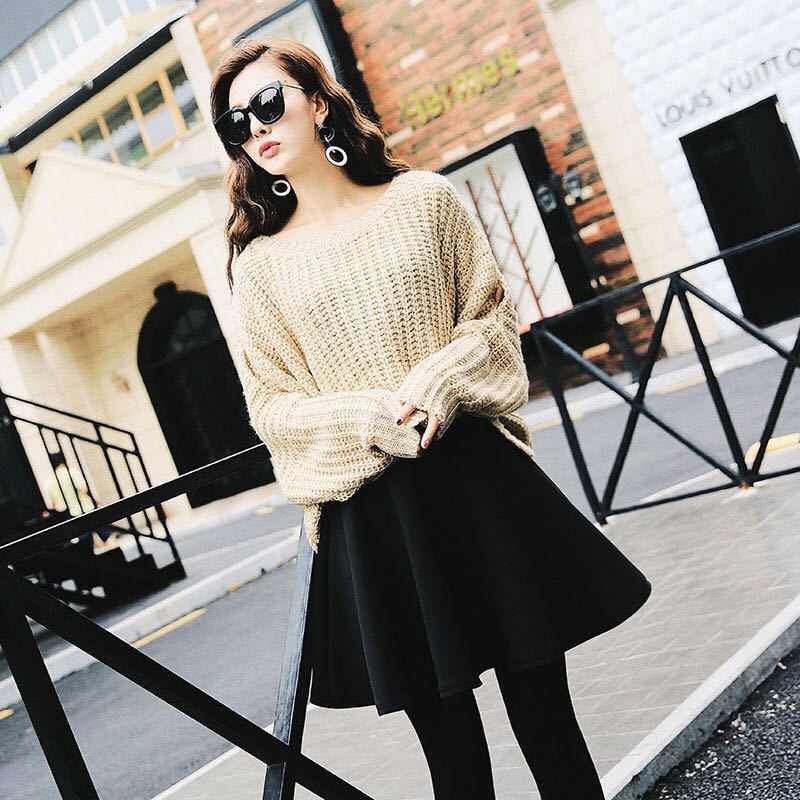 Chân váy ngắn chữ A xếp ly màu đen lưng cao dưới 85kg plus size 2021