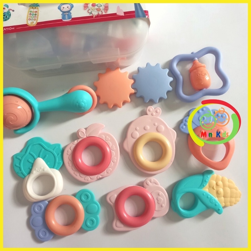 [Mã LIFE20KALL giảm 10% đơn 50K] Đồ Chơi Xúc Xắc Lục Lạc Gặm Nướu Baby Rattle An Toàn Cho Bé 10 Món XX06