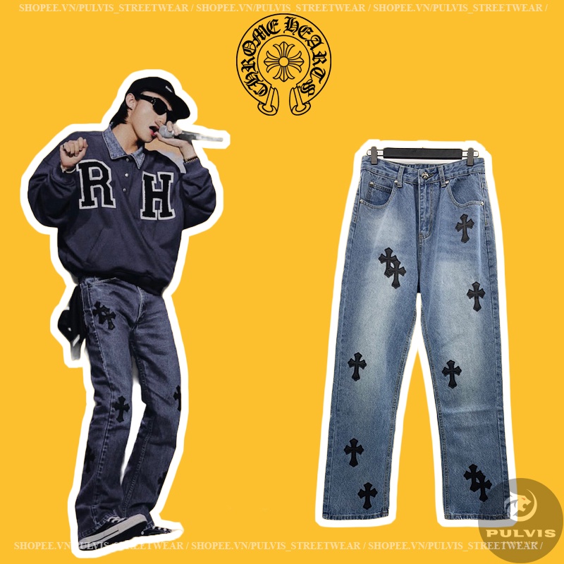 ⚡️[Hight Quality] - Quần Jeans Chrom Heart ống suông, Quần jeans CH Sơn Tùng