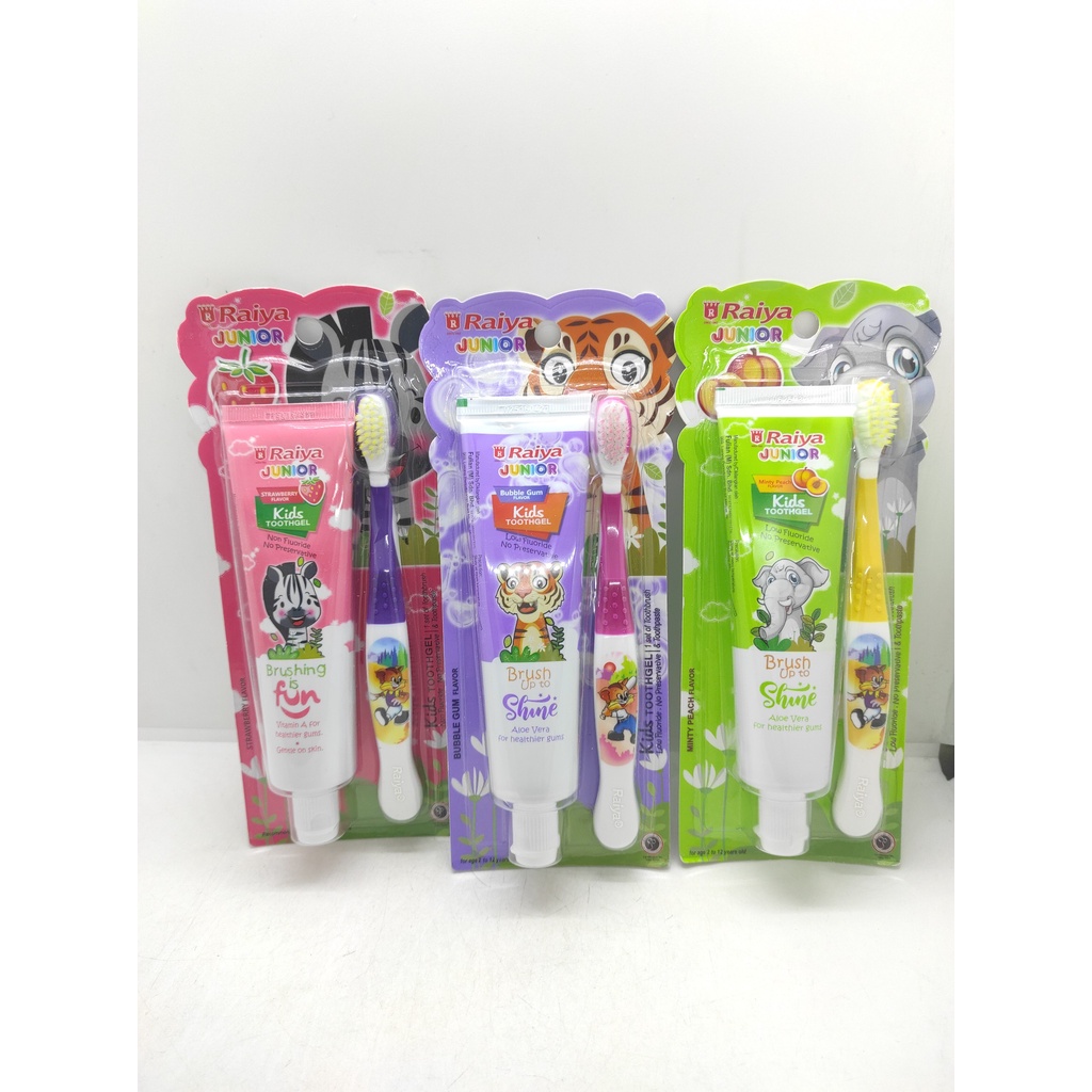 Kem đánh răng và bàn chải raiya trẻ em tuýp 75g