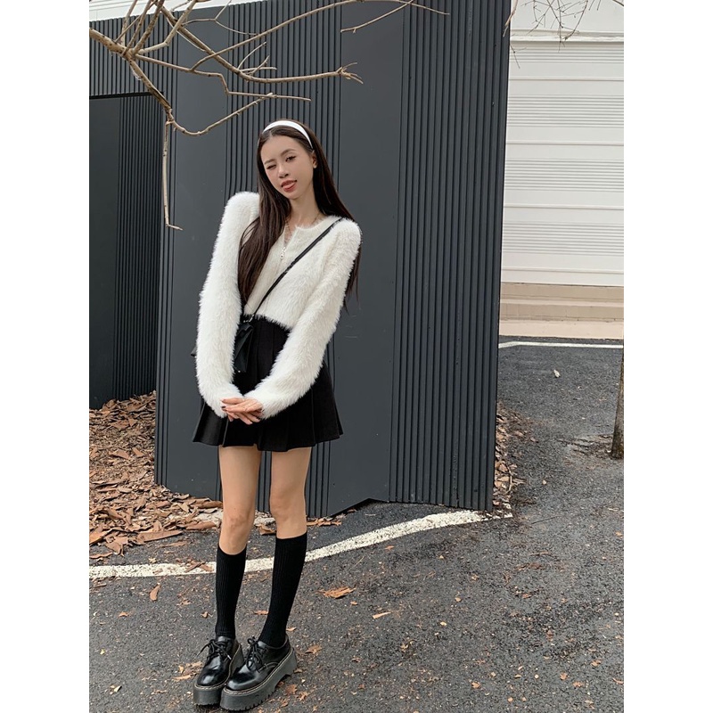 Áo Sweater Dệt Kim Lông Chồn Mềm Màu Trơn Thời Trang Mùa Thu Cho Nữ