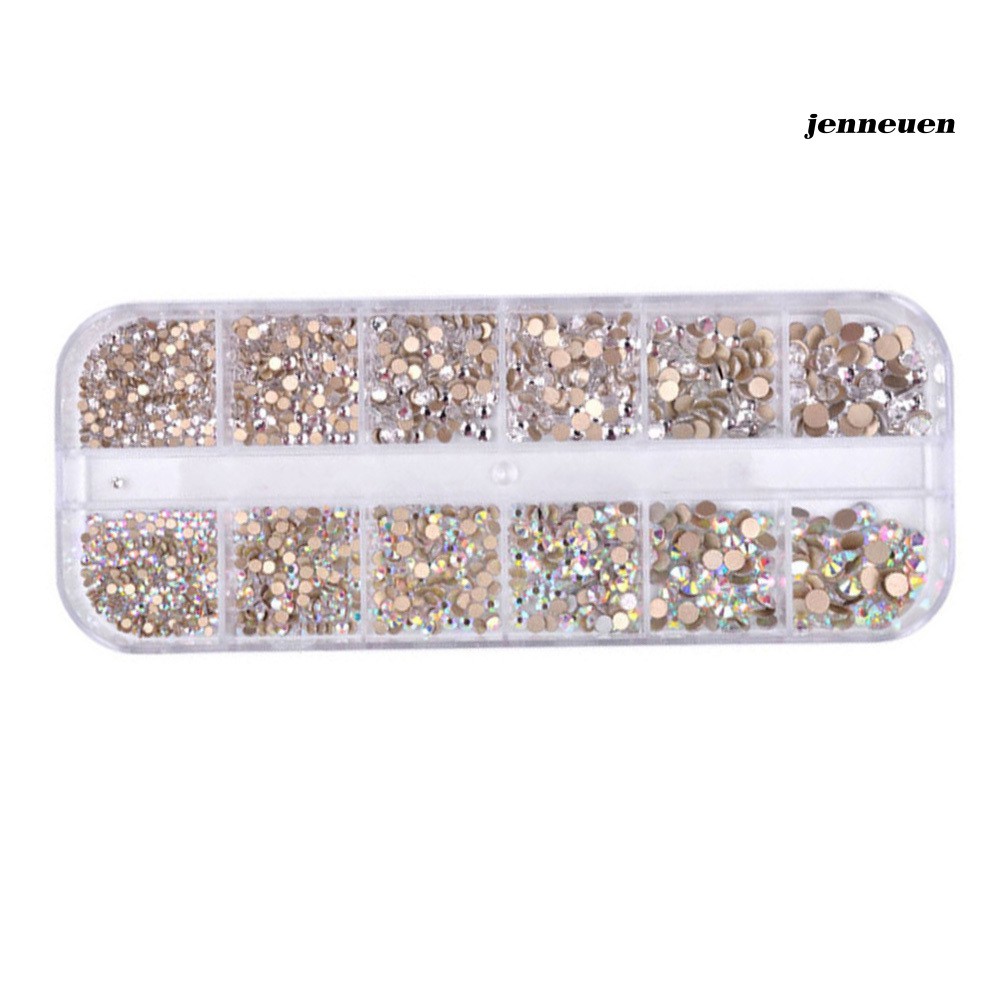 [Hàng mới về] Hộp 12 ngăn 1440 hạt phụ kiện đá đính móng trang trí nghệ thuật