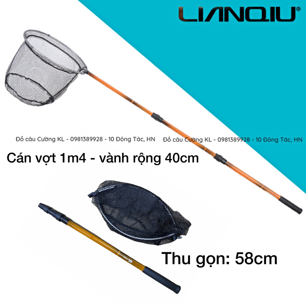 Bộ vợt câu cá Lianqiu vàng đốt trúc lưới đen