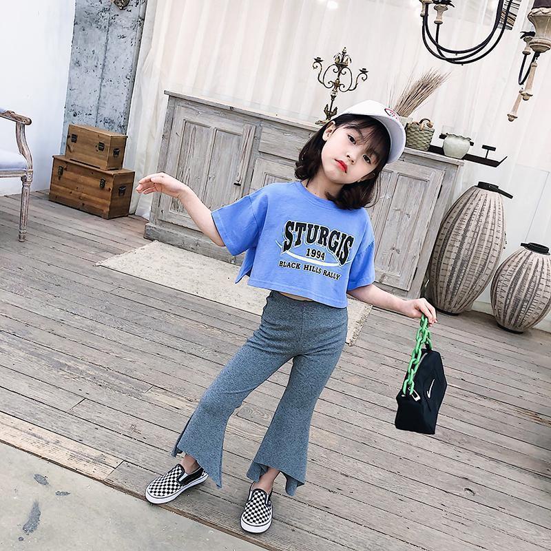 [Hàng Mới Về] Quần Dài Ống Loe Mỏng Dáng Rộng Xẻ Tà Thoải Mái Phong Cách Hàn Quốc Thời Trang Mùa Hè Cho Bé Gái