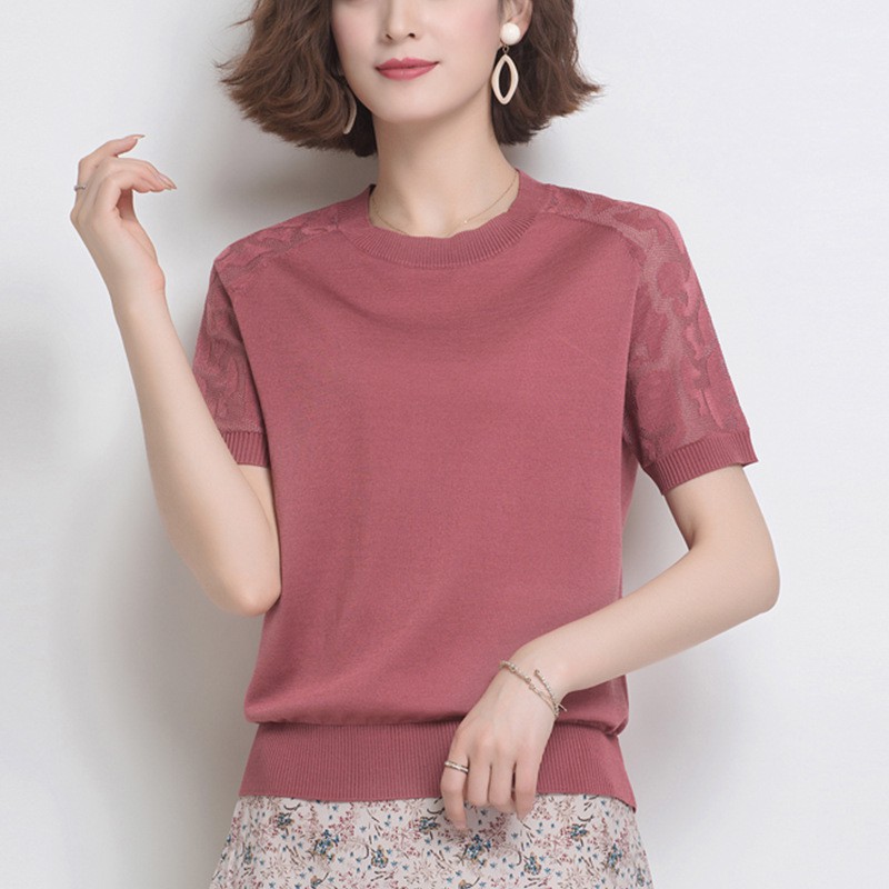 (HÀNG SẴN) Áo Len Nữ Phối Tay Ren Mùa Hè AL12 - Hàng Quảng Châu Cao Cấp