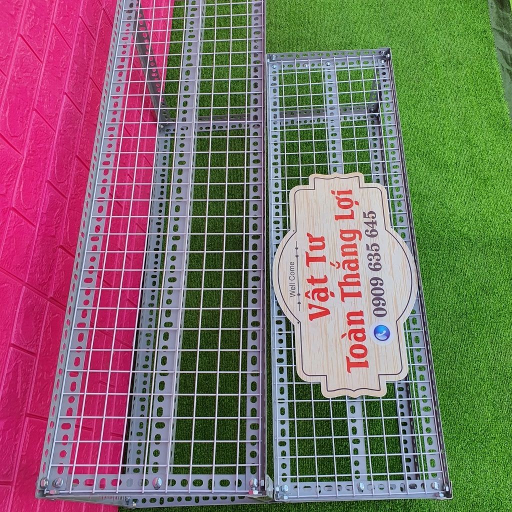 Kệ sắt v lỗ bậc thang V3x3cm ( 2 bậc mâm dạng vỉ lưới sắt) cao 20_40cm, cao 30_60cm, cao 40_80cm, cao 50cm_1m